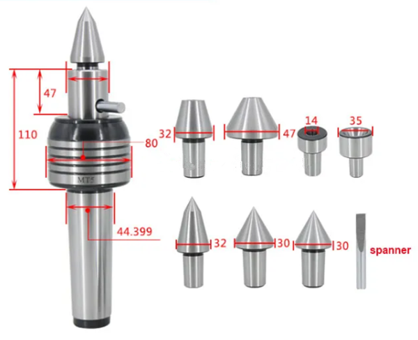 MT5 CNC angetriebene Zentrierspitzen mit austauschbaren Spitzen-MWMECHPARTS